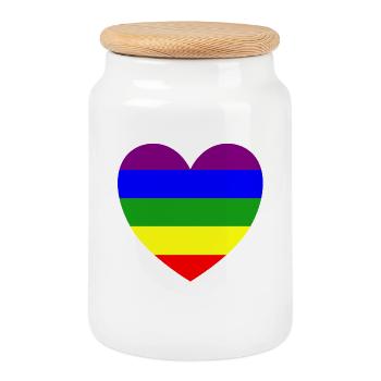 Regenbogen Herz Maske - Keksdose mit Holzdeckel - Weiß - Vorne