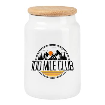 100 Mile Club trail run ultra trail running runner - Cookie Jar with Wooden Lid - white - Front