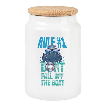Humour de bateau - Boîte à biscuits avec couvercle en bois - blanc - Devant