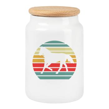Cheval Amoureux des chevaux rétro - Boîte à biscuits avec couvercle en bois - blanc - Devant