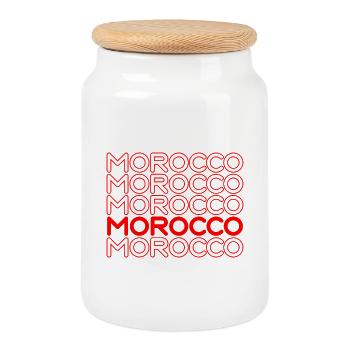 Motif de lettrage néon marocain - Boîte à biscuits avec couvercle en bois - blanc - Devant