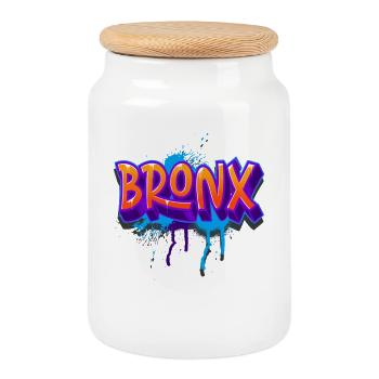 Bronx graffiti - Cookie Jar with Wooden Lid - white - Front