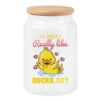 Canard Canard Amateur - Boîte à biscuits avec couvercle en bois - blanc - Devant