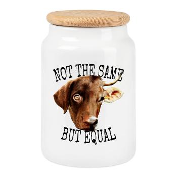 Vegan Not The Same But Equal Vegetarier Tierfreund - Keksdose mit Holzdeckel - Weiß - Vorne