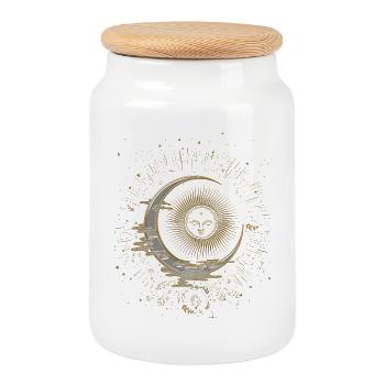 The sun and the moon with stars - Cookie Jar with Wooden Lid - white - Front