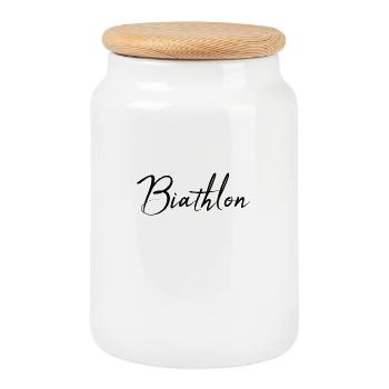 biathlon - Cookie Jar with Wooden Lid - white - Front