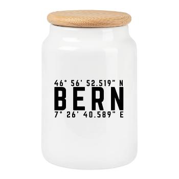 Coordonnées Bern Houptstadt - Boîte à biscuits avec couvercle en bois - blanc - Devant