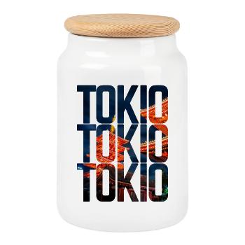 Tokyo - Boîte à biscuits avec couvercle en bois - blanc - Devant