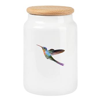 Colibri coloré en vol - Boîte à biscuits avec couvercle en bois - blanc - Devant