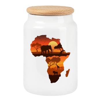 Carte du safari africain - Boîte à biscuits avec couvercle en bois - blanc - Devant