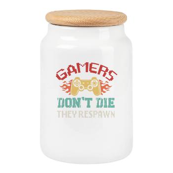Gamers don't respawn the they - Cookie Jar with Wooden Lid - white - Front