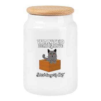 Wanted: Schrödinger's Cat - Dead & Alive Geschenk - Keksdose mit Holzdeckel - Weiß - Vorne
