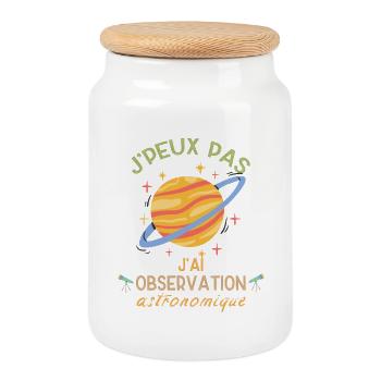 J'peux pas j'ai observation astronomique - Boîte à biscuits avec couvercle en bois - blanc - Devant