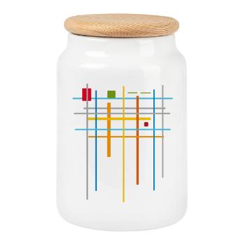 Architecture Minimal Pattern 25 - Cookie Jar with Wooden Lid - white - Front
