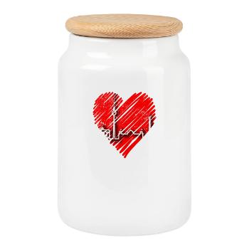 Berlin Skyline Herzschlag Herz Liebe Love Berliner - Keksdose mit Holzdeckel - Weiß - Vorne