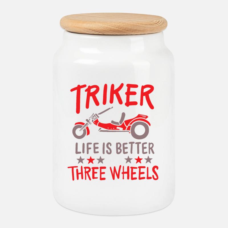 Triker Trike Dreirad - Keksdose mit Holzdeckel - Weiß