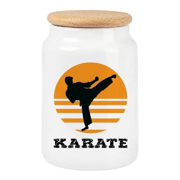 Karate - Keksdose mit Holzdeckel - Weiß - Vorne