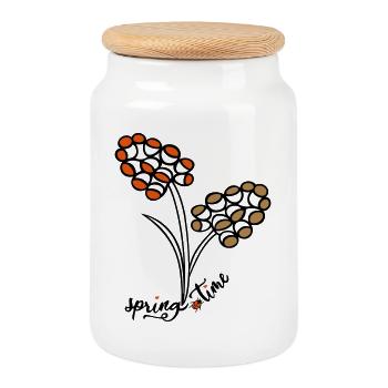 Le temps de printemps - Boîte à biscuits avec couvercle en bois - blanc - Devant