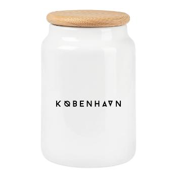 København / Copenhagen - Cookie Jar with Wooden Lid - white - Front
