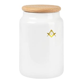Franc-maçon Symbole Angle Boussole Or Franc-Maçonnerie - Boîte à biscuits avec couvercle en bois - blanc - Devant