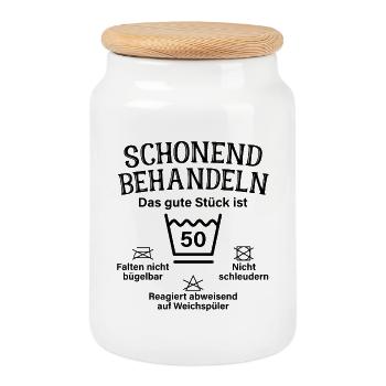Schonend Behandeln Fünfzig Geschenk 50. Geburtstag - Keksdose mit Holzdeckel - Weiß - Vorne