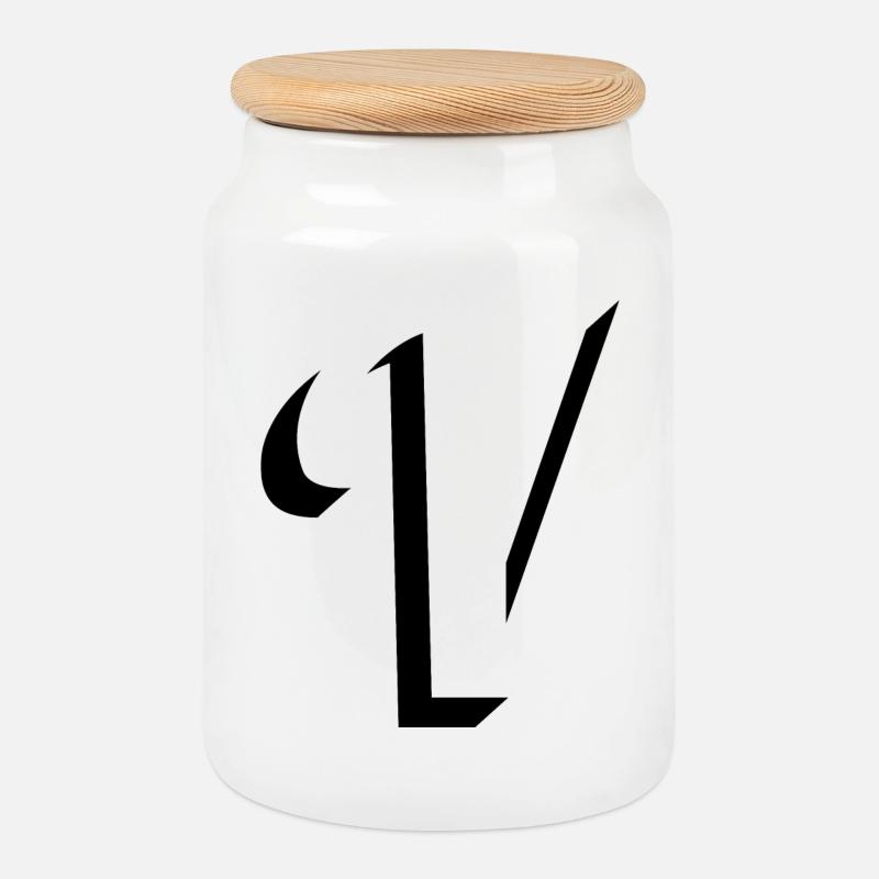 Letter V, Name, der Buchstabe V - Keksdose mit Holzdeckel - Weiß