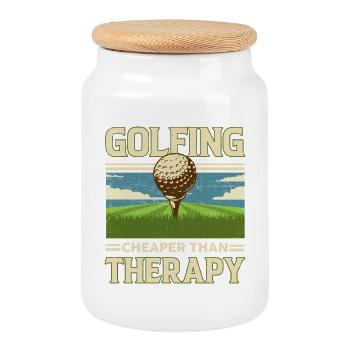 Golf - Keksdose mit Holzdeckel - Weiß - Vorne