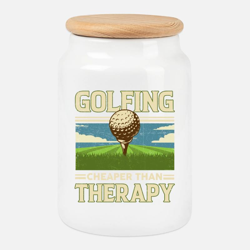 Golf - Keksdose mit Holzdeckel - Weiß
