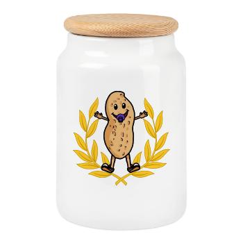 Laurel wreath baby peanut birth birthday kids - Cookie Jar with Wooden Lid - white - Front
