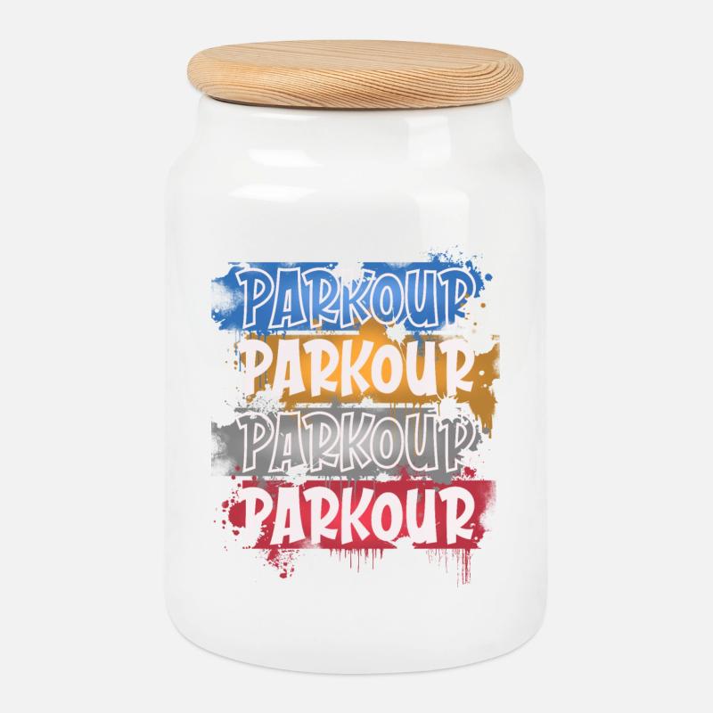 Parkour - Keksdose mit Holzdeckel - Weiß