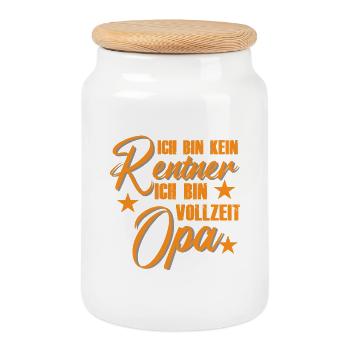 Vollzeit Opa Rentner Spruch - Keksdose mit Holzdeckel - Weiß - Vorne