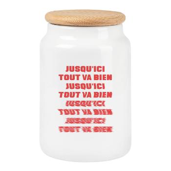 Jusqu'ici tout va bien - La Haine - cadeau typo - Boîte à biscuits avec couvercle en bois - blanc - Devant