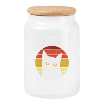 Cat Cat Cats Miau Cat Love Stubentiger - Cookie Jar with Wooden Lid - white - Front