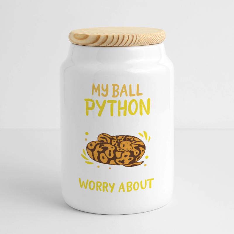 Ball Python Cookie Jar with Wooden Lid