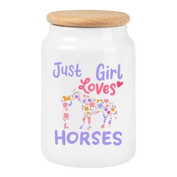Chevaux Amateurs de chevaux - Boîte à biscuits avec couvercle en bois - blanc - Devant