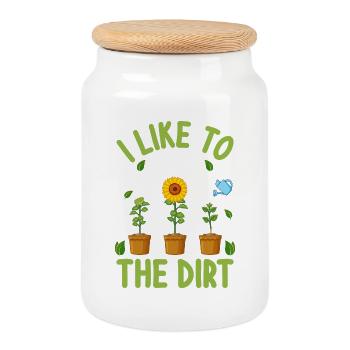 Gardener's Garden - Cookie Jar with Wooden Lid - white - Front