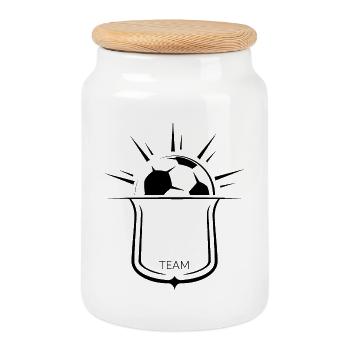 wappen emblem fußball sonne team soccer club Ball - Keksdose mit Holzdeckel - Weiß - Vorne