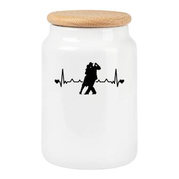 Tango Argentino Heartbeat Tango Dancer Dance Pair - Cookie Jar with Wooden Lid - white - Front