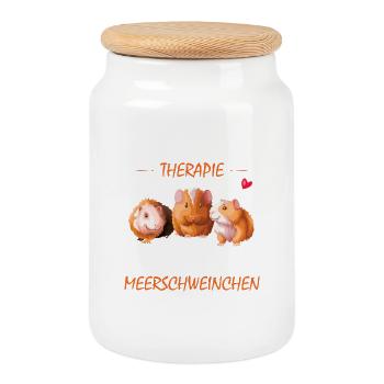 ANDERE GEHEN ZUR THERAPIE ich habe MEERSCHWEINCHEN - Keksdose mit Holzdeckel - Weiß - Vorne