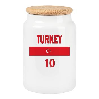 Turkey football team number ten - Cookie Jar with Wooden Lid - white - Front