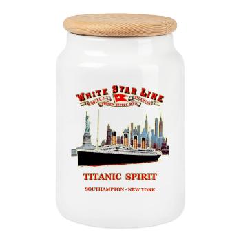 TITANIC FANTOME IN NEW YORK L. RUNEMBERG © Adagp - Cookie Jar with Wooden Lid - white - Front