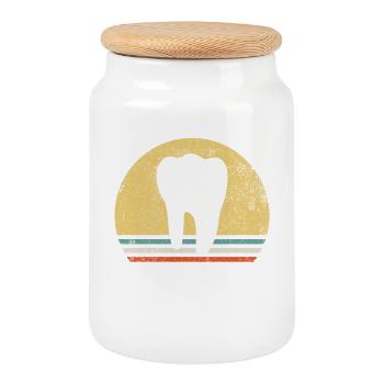 Dental Zahn Vintage - Keksdose mit Holzdeckel - Weiß - Vorne