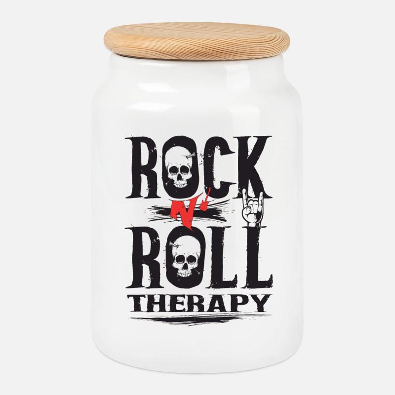 Rock n Roll therapy - Keksdose mit Holzdeckel - Weiß