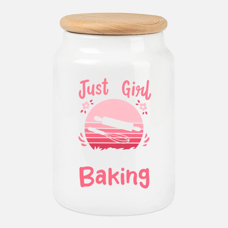 Backen Bäcker Retro - Keksdose mit Holzdeckel - Weiß