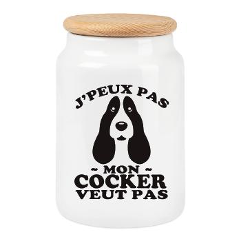 Mon Cocker Veut pas - Boîte à biscuits avec couvercle en bois - blanc - Devant