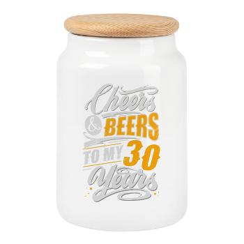 30e anniversaire des amateurs de bière - Boîte à biscuits avec couvercle en bois - blanc - Devant