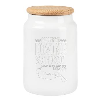 Muff's diving school - Cookie Jar with Wooden Lid - white - Front