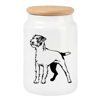 Parson Russell Terrier - Boîte à biscuits avec couvercle en bois - blanc - Devant