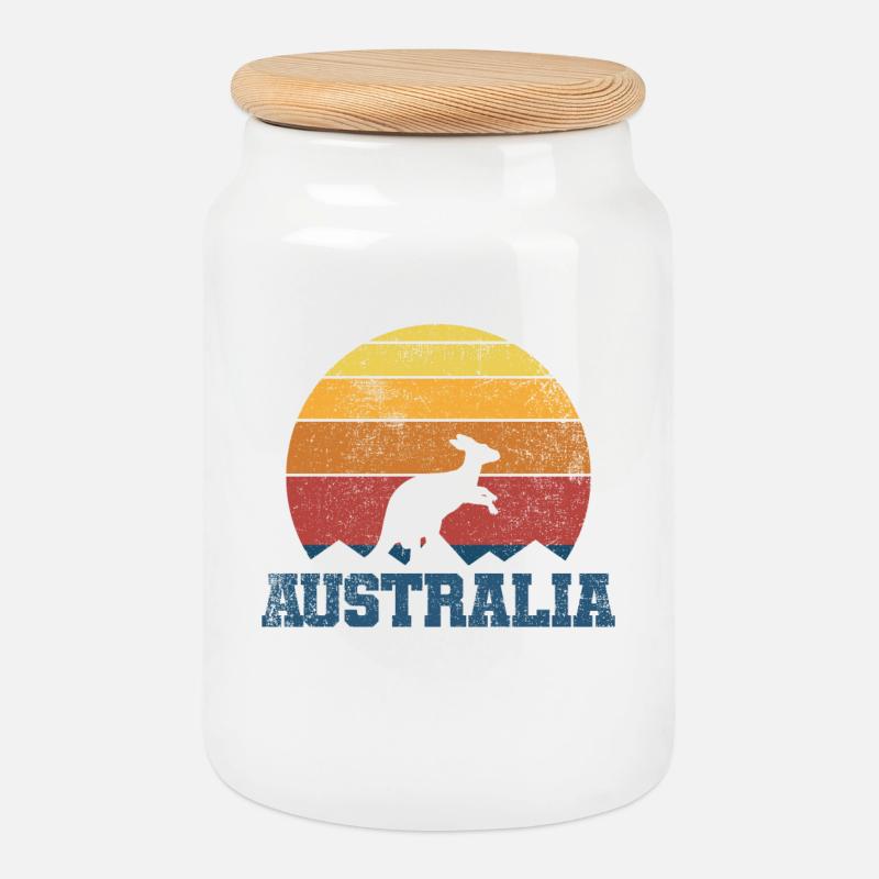 Australien Känguru - Keksdose mit Holzdeckel - Weiß