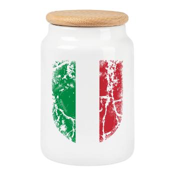 Italy Flag - Cookie Jar with Wooden Lid - white - Front